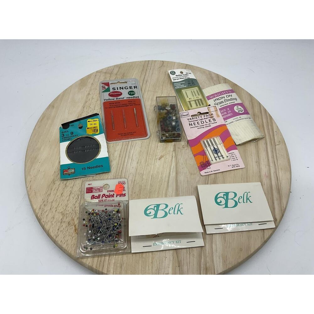 Vintage Mixed Brands Hem Tape Sewing Notions Lot Wrights Needles‎ Pins Bell